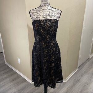 LOFT Black Strapless Lace Dress